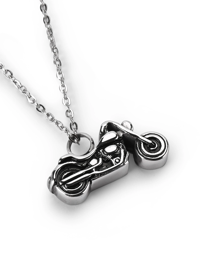 Motorcycle Cremation Necklace for Ashes Motorcycle cremation necklace for ashes with stainless steel cruiser bike pendant