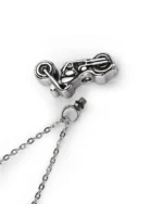 Top view showing unscrewed bail opening of motorcycle cremation necklace for ashes