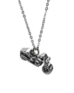 Side view of stainless steel motorcycle cremation pendant for ashes