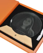 7.1-inch round memorial glass light securely placed in premium gift box