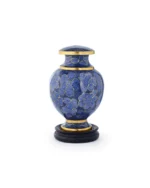 Royal Blue Floral Cloisonne Keepsake Urn on wooden base