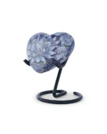 Angled view of Royal Blue Floral Cloisonne Heart Keepsake Urn