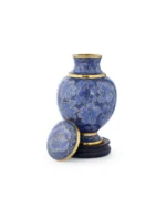 Royal Blue Floral Cloisonne Keepsake Urn with decorative lid removed