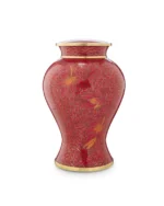 Autumn Maple Cloisonne Cremation Urn with red enamel and maple leaf design