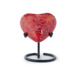 Autumn Maple Cloisonne Heart Keepsake Urn with Stand
