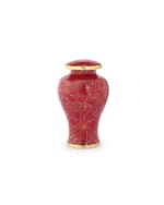 Autumn Maple Cloisonne Keepsake Urn with red enamel and maple leaf design