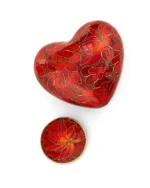 Autumn Maple Cloisonne Heart keepsake urn with bottom lid removed