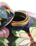 Close-up detail of cloisonne enamel and brass rim on Royal Memorials keepsake urn