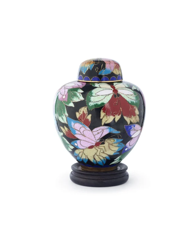 Royal Memorials Butterfly Garden Cloisonne Keepsake Urn with butterfly enamel design