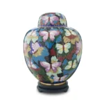 Butterfly Garden Cloisonne Cremation Urn