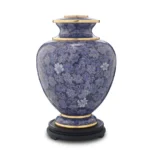 Royal Blue Floral Cloisonne Cremation Urn