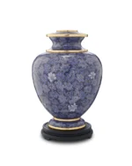 Royal Blue Floral Cloisonne Cremation Urn with indigo enamel