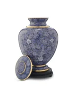 Royal Blue Floral Cloisonne Urn with decorative lid removed