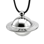 Titanium Orbit Spinner Cremation Necklace for Ashes – Polished Titanium Finish