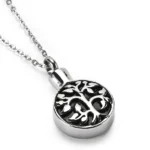 Silver Round Tree of Life Cremation Necklace for Ashes