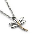 Two-Tone Dragonfly Cremation Necklace for Ashes