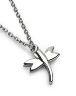 Back view of the two-tone dragonfly memorial pendant for ashes showing smooth polished finish