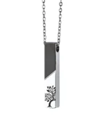 Front view of Two-Tone Tree of Life Bar Cremation Necklace for Ashes