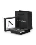 Royal Memorials luxury black presentation box and display frame for two-tone tree of life bar cremation necklace
