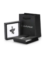 Elephant stainless steel keepsake necklace displayed in a floating presentation frame from Royal Memorials