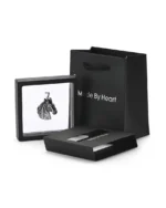 Horse head stainless steel keepsake necklace displayed in a floating presentation frame from Royal Memorials