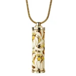 Ivory Lily Cloisonne Cylinder Cremation Necklace