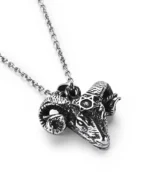 Ram head stainless steel keepsake necklace displayed in a floating presentation frame from Royal Memorials