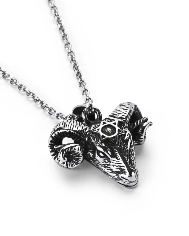 Ram head stainless steel keepsake necklace displayed in a floating presentation frame from Royal Memorials