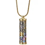 Royal Blue Butterfly Cloisonne Cylinder Cremation Necklace