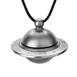 Titanium Orbit Spinner Cremation Necklace for Ashes – Satin Titanium Gray