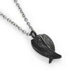 Black Angel Wing Urn Necklace for Ashes