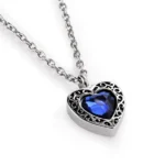Blue Heart Urn Necklace for Ashes
