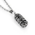 Buddhist Prayer Wheel Cremation Necklace for Ashes