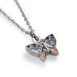 Blue Butterfly Urn Necklace for Ashes
