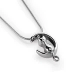 Silver Cat Moon Urn Necklace for Ashes