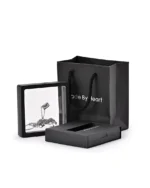 Clear rectangle bar urn necklace displayed in a presentation frame with gift packaging