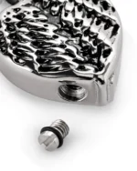 Screw-in Side and rubber gasket on feathered heart urn necklace for ashes