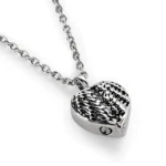 Feathered Heart Urn Necklace for Ashes