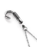 Screw-in top opening and rubber gasket on fish hook urn necklace for ashes