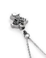 Screw-in Top Bail and rubber gasket on folded angel wings cross urn necklace for ashes