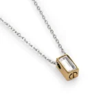 Gold-Tone Clear Rectangle Urn Necklace for Ashes