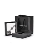 Guardian angel cremation necklace displayed in a presentation frame with gift packaging