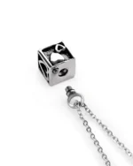 Screw-in top opening and rubber gasket on heart cube urn necklace for ashes
