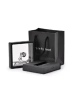 Heart lock and key urn necklace displayed together in a floating presentation frame with gift packaging