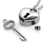 Screw-in Side with rubber gasket removed from heart lock urn necklace showing the threaded chamber opening