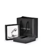 Infinity heart urn necklace displayed in a presentation frame with gift packaging