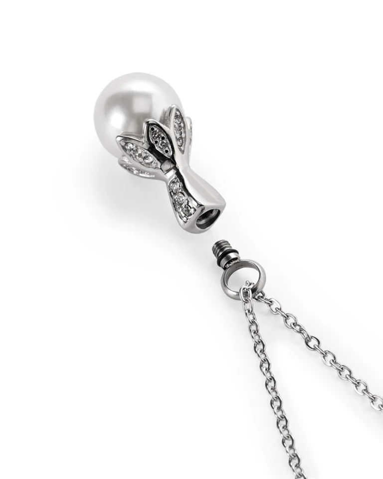 Screw-in Top Bail with rubber gasket removed from pearl urn necklace for ashes