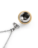 Screw-in Top Cap removed from Saturn urn necklace showing the threaded internal chamber for ashes