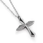 Silver Angel Wings Cross Urn Necklace for Ashes
