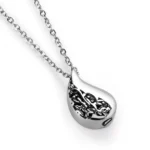 Floral Teardrop Urn Necklace for Ashes